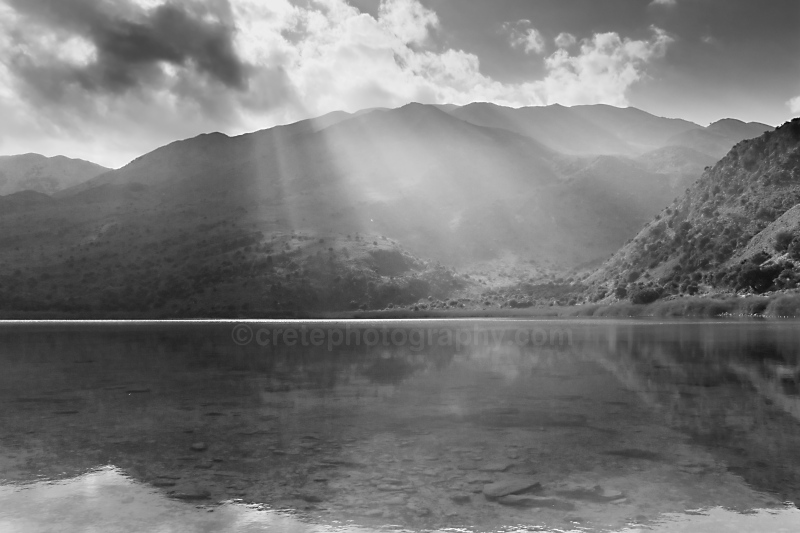 Lake Kournas black and white